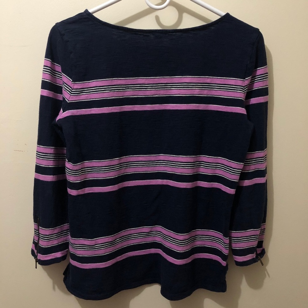J. Crew Boat Neck Stripes Zipper Sleeves - Picture 6 of 8
